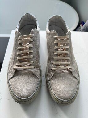 J.Lindeberg Distressed Leather Sneakers – Cream/White – Men’s Size 9